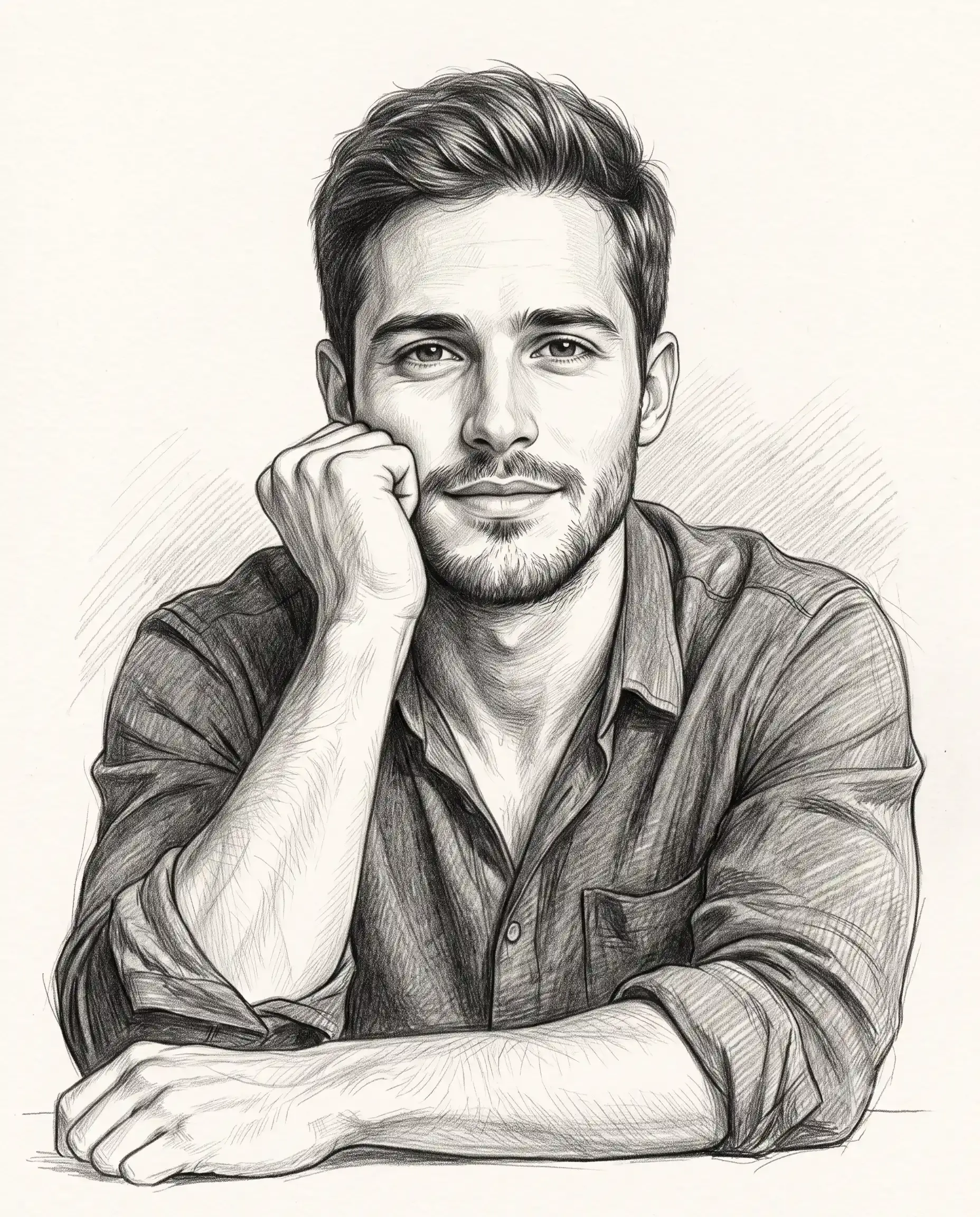 Thoughtful Man Hand Drawn Pencil Sketch AI Prompt