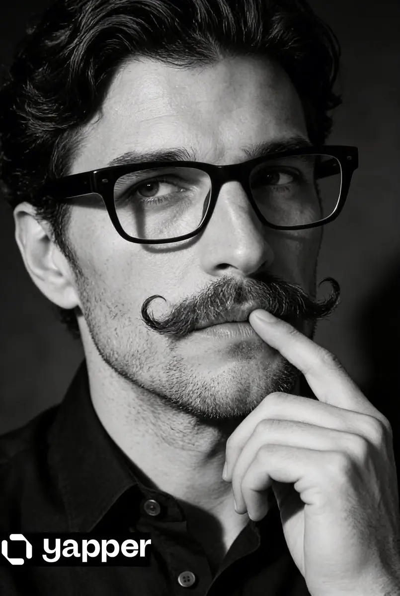 Thoughtful Man With Handlebar Mustache Portrait