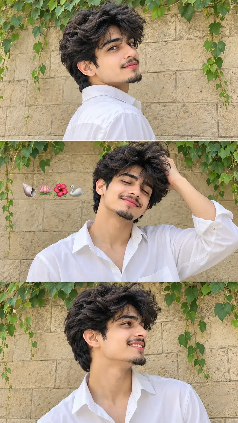 Three-Panel Collage Of A Young Man In White Shirt 🌿✨