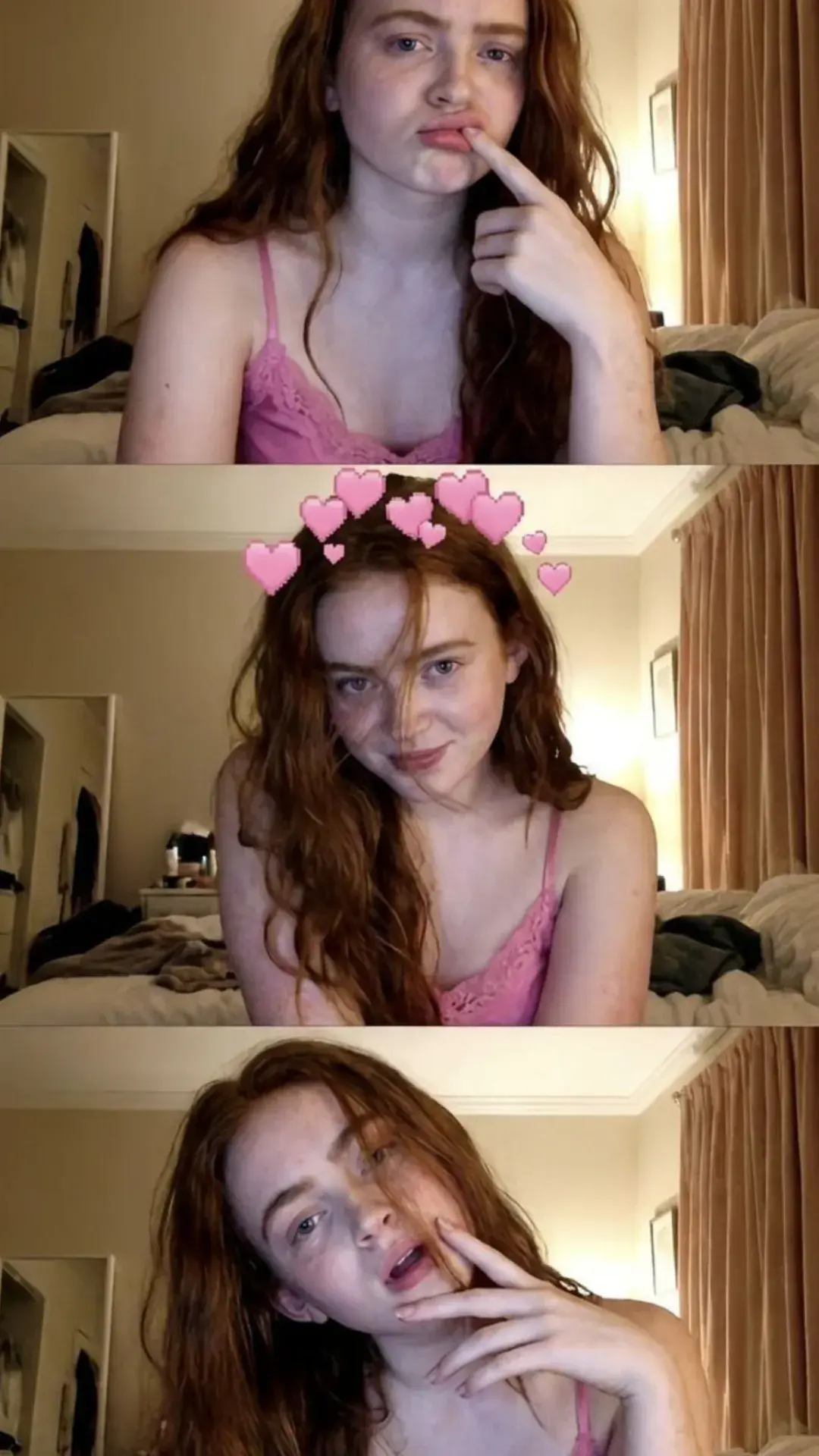 Title: Three Moods — Soft Bedroom Portrait