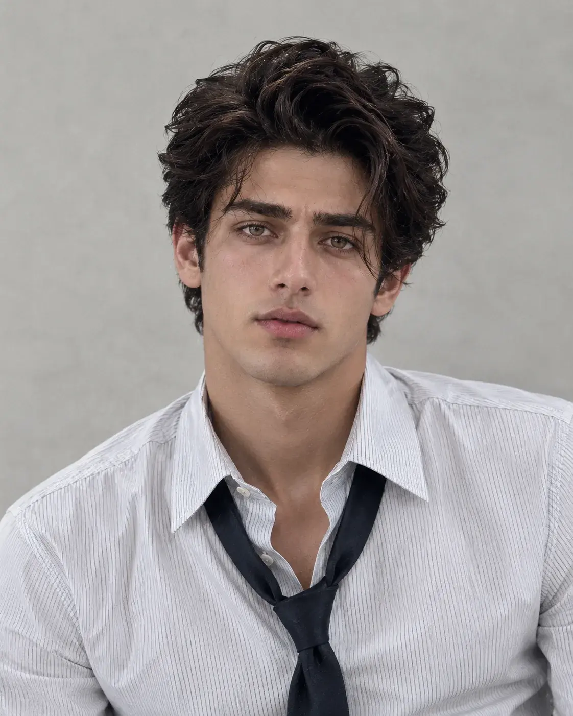 Tousled-Hair Portrait In A Loose Tie