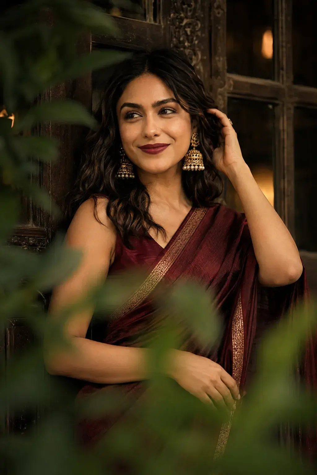 Ultimate Face-Lock: Cinematic Maroon Saree Portrait