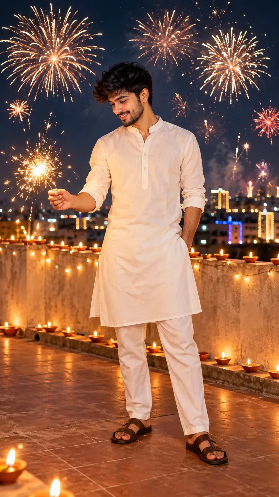 📸 Ultra-Realistic 4K Cinematic Diwali Fireworks Portrait Prompt