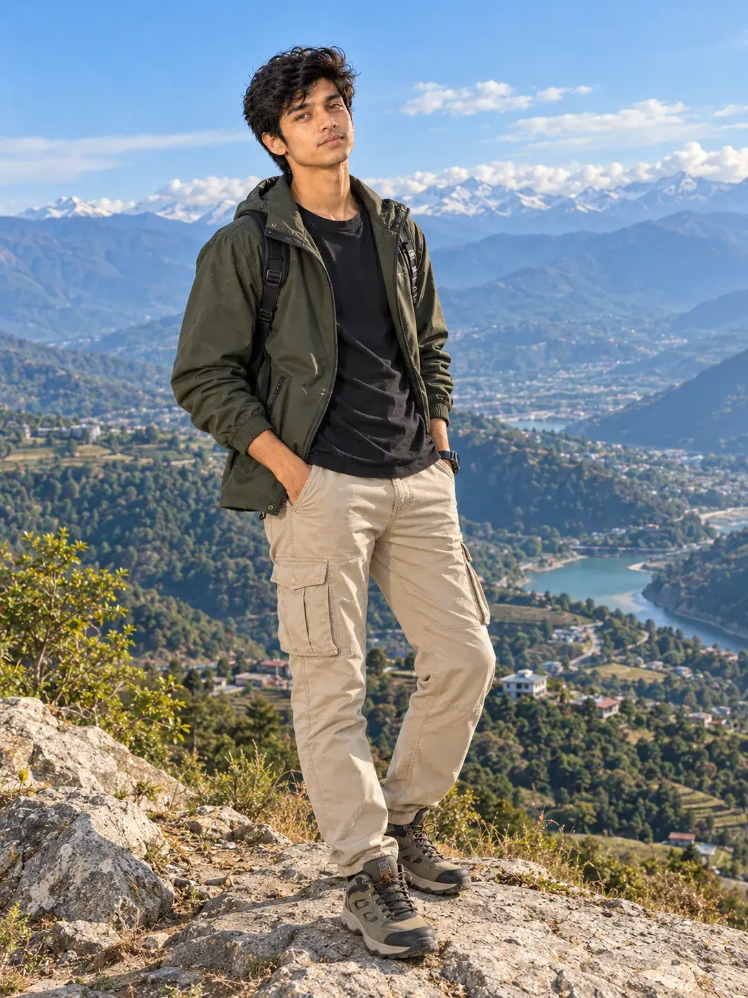 Ultra Realistic Boy Mountain View Shot