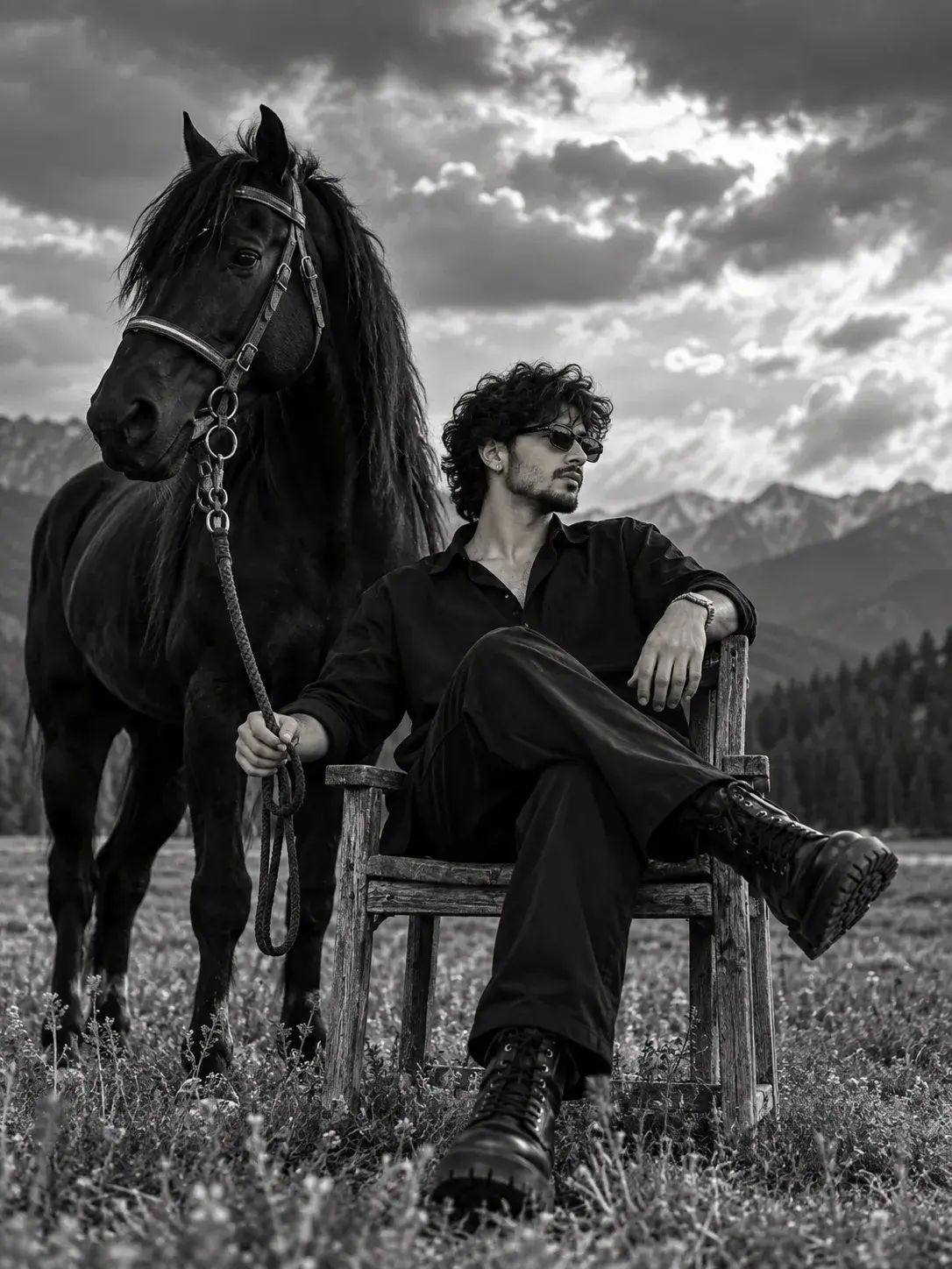 Ultra Realistic Cinematic Black And White Portrait
