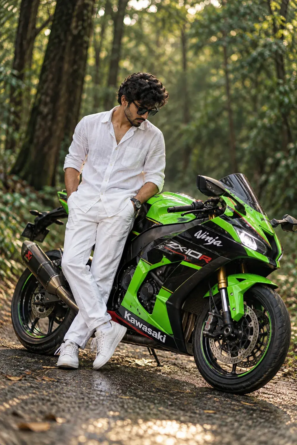 Ultra Realistic Cinematic Full Body Portrait With Duke Bike