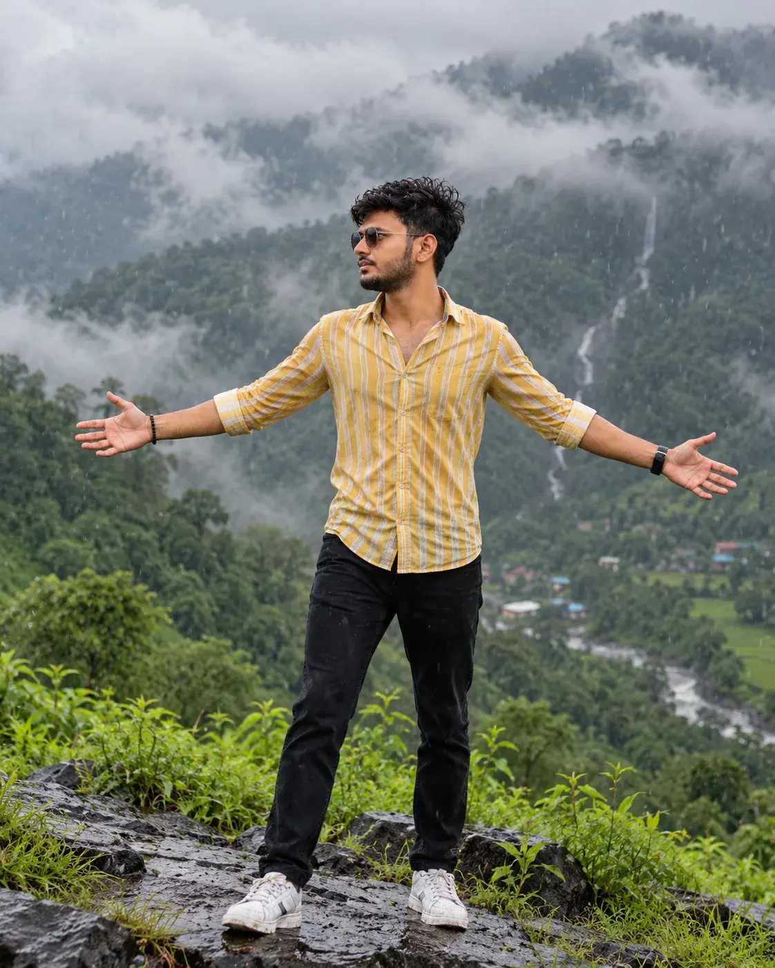 Ultra-Realistic Cinematic Monsoon Mountain Portrait Prompt