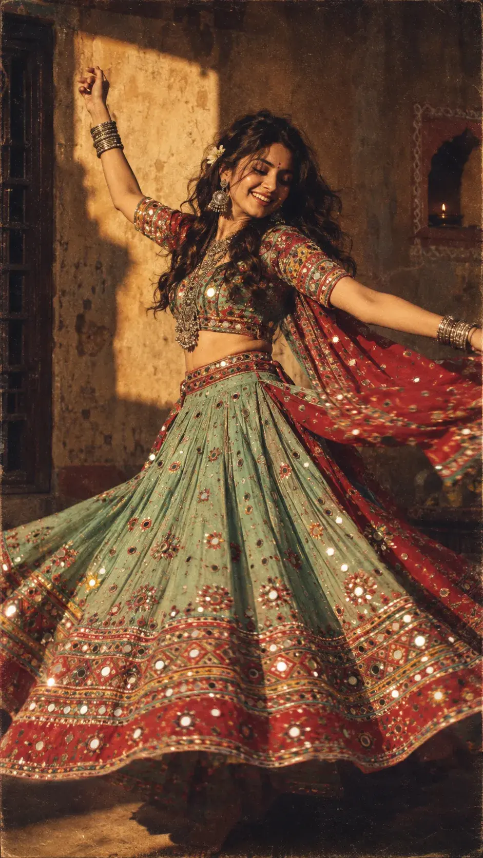 Ultra Realistic Cinematic Portrait Of A Young Indian Dancing Girl