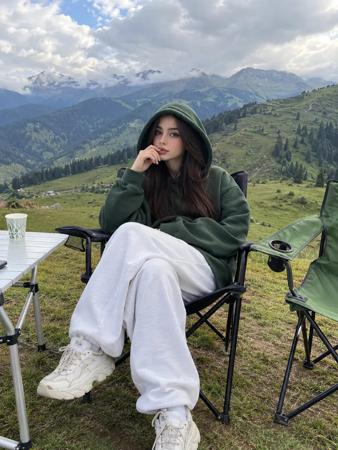 Ultra Realistic Cinematic Portrait Of A Young Woman Sitting In A Field