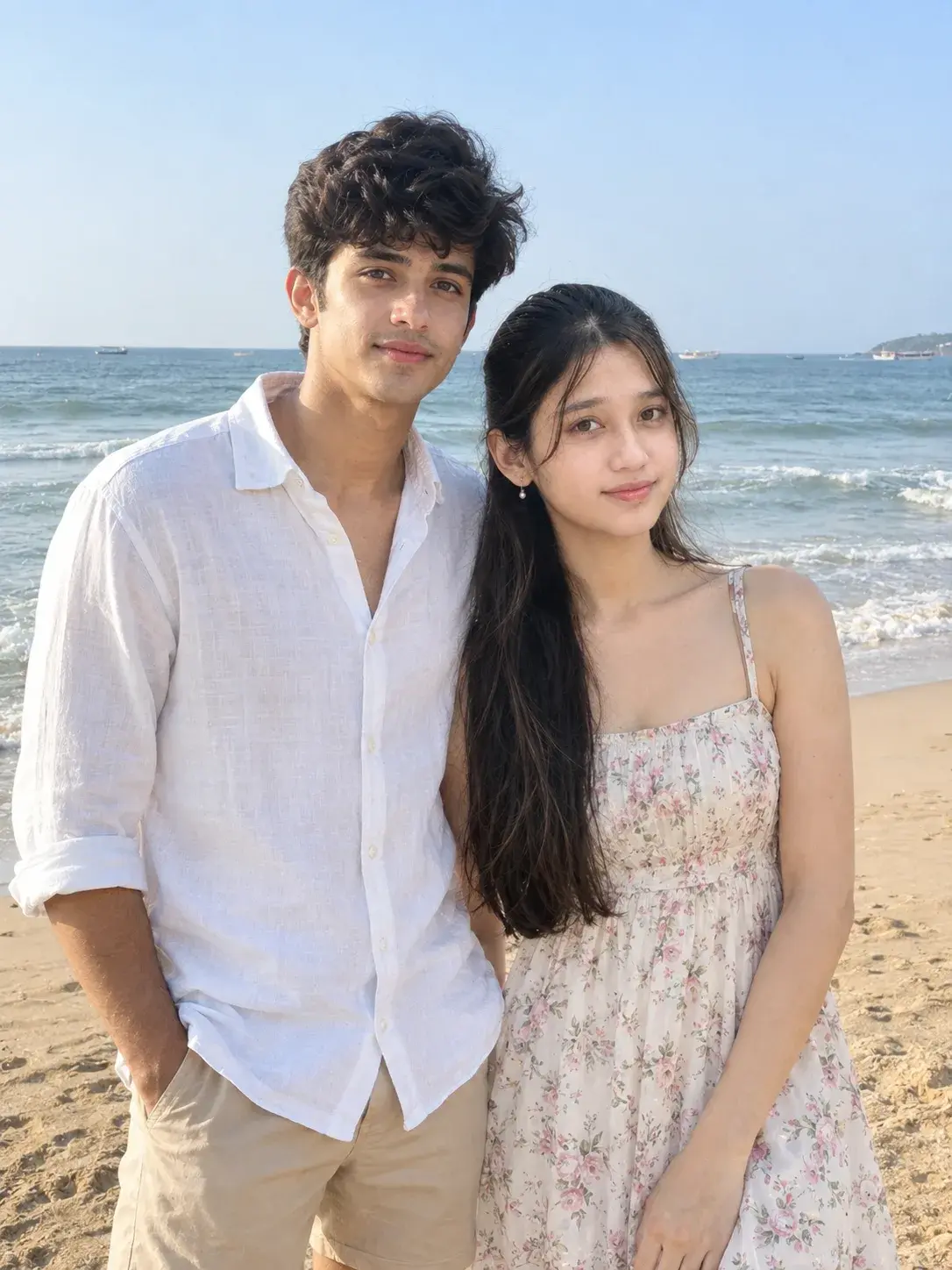 Ultra Realistic Couple Beach Day Shot