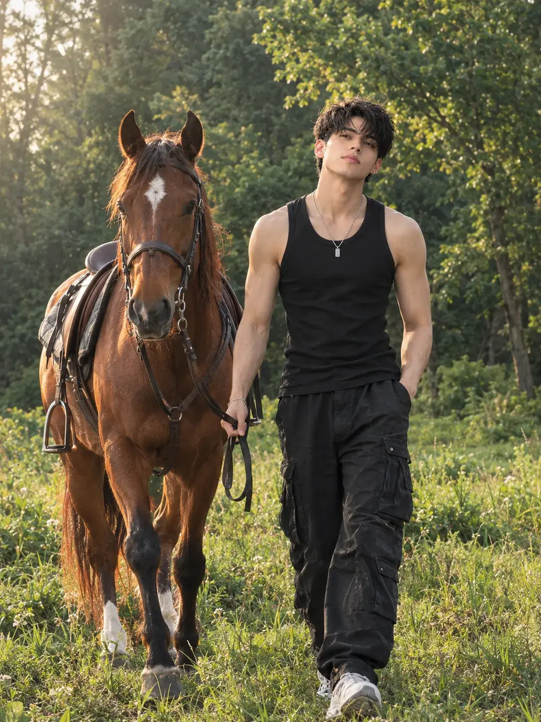 Ultra Realistic Horse Riding Outdoor Portrait