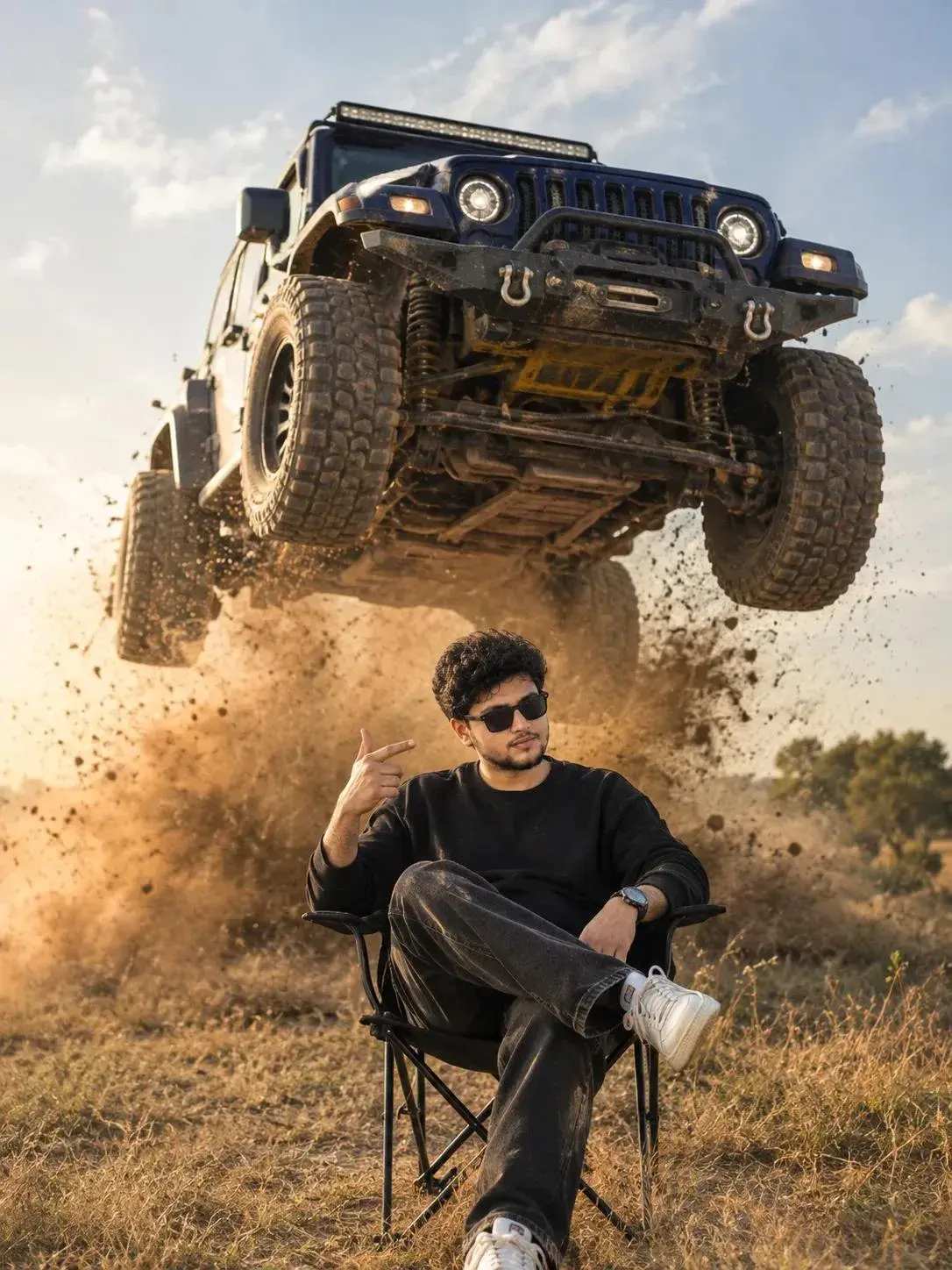Ultra-Realistic Off-Road Jeep Action Portrait