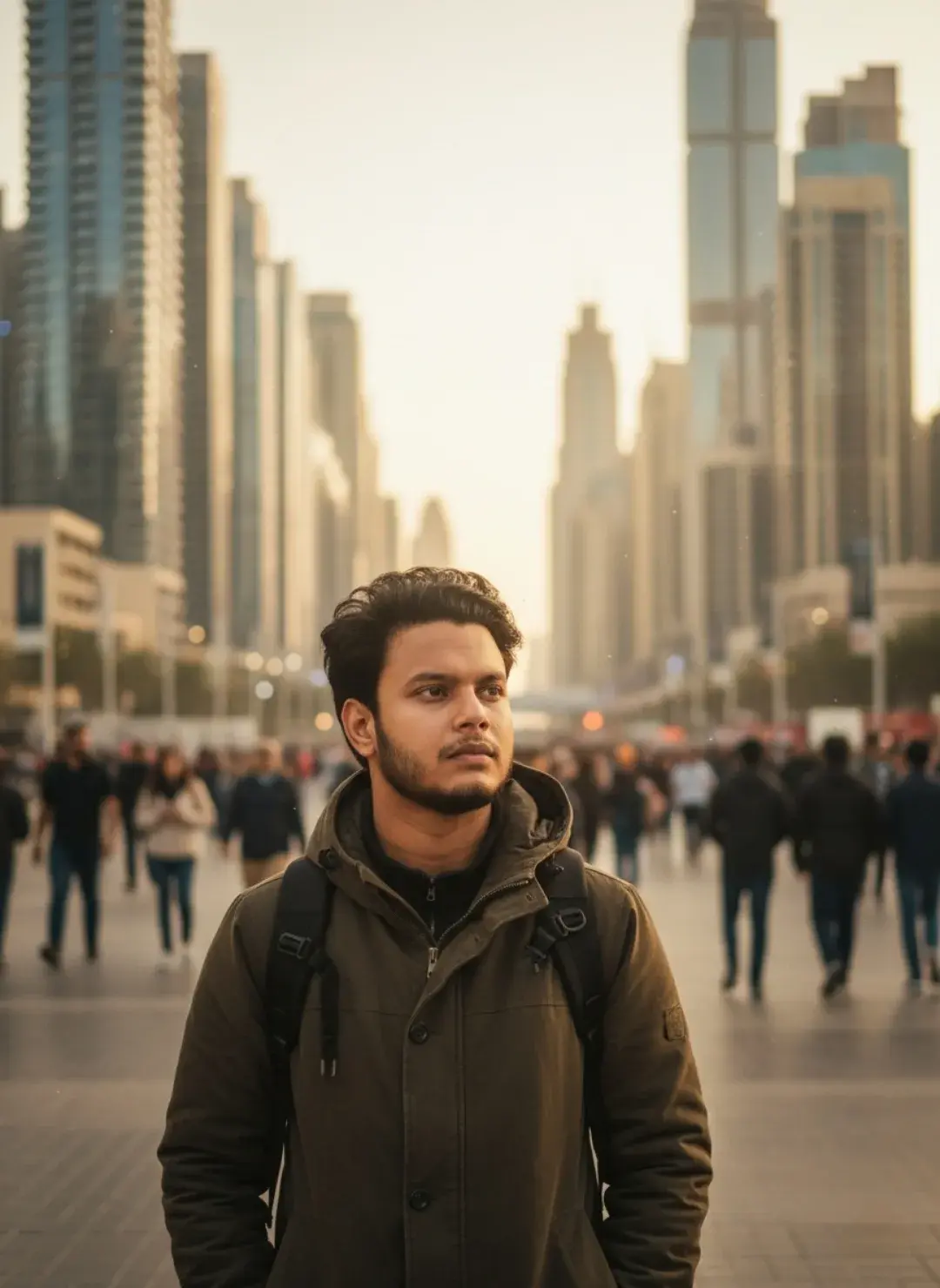 Urban Contemplation At Golden Hour