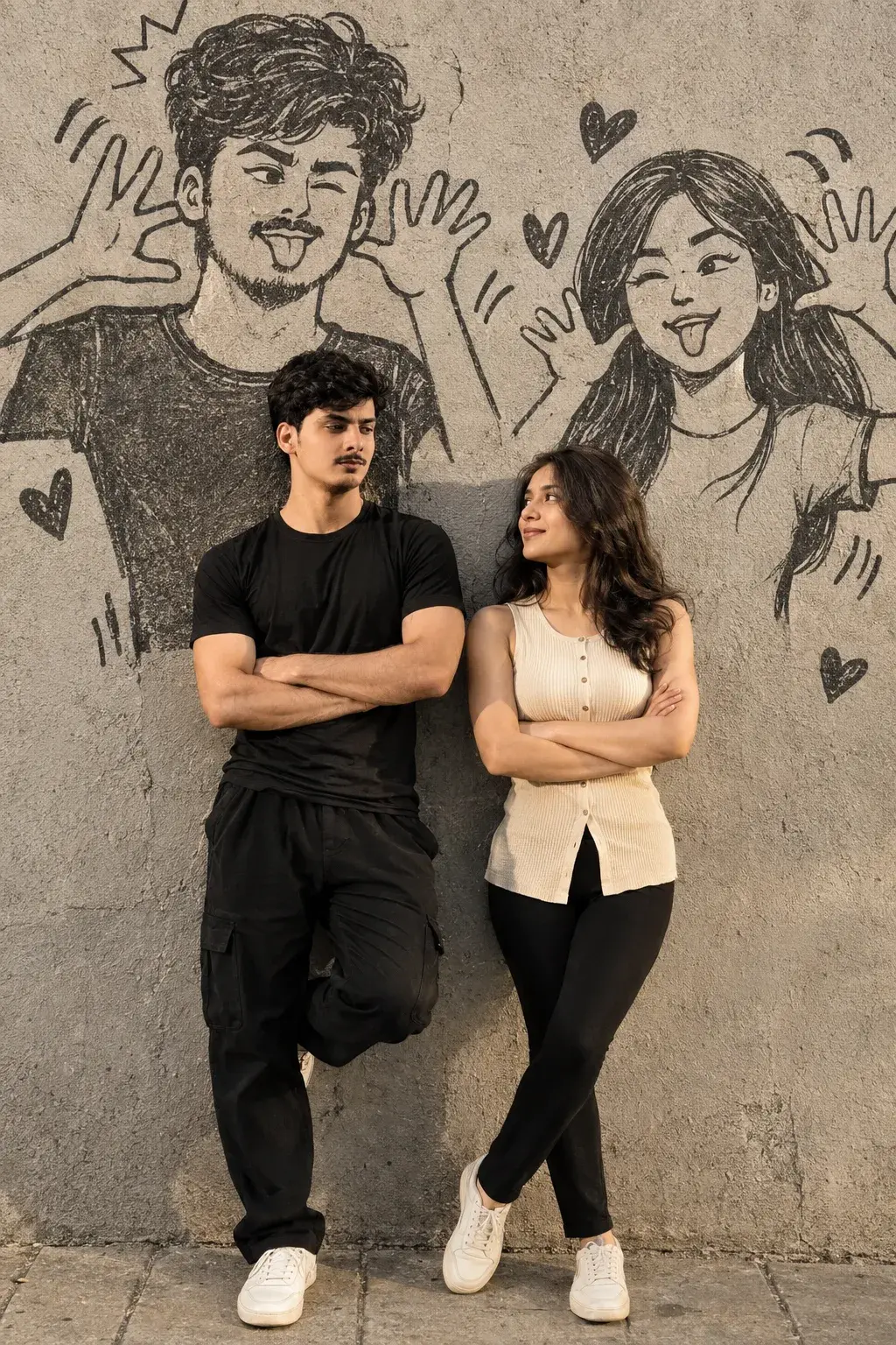 Urban Couple Mural Lifestyle Portrait