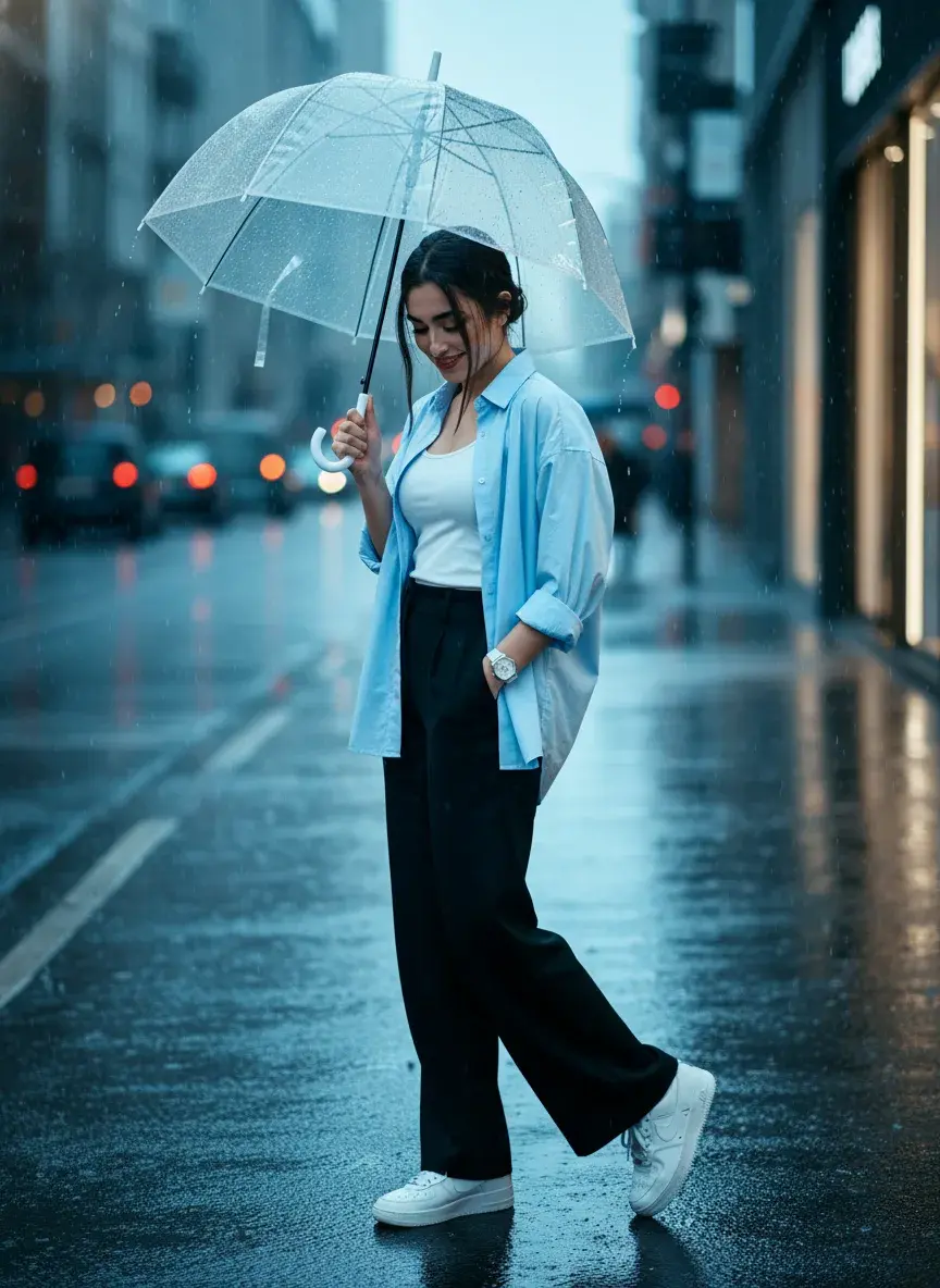 Urban Rain Muse Travel AI Photo Prompt For Girls