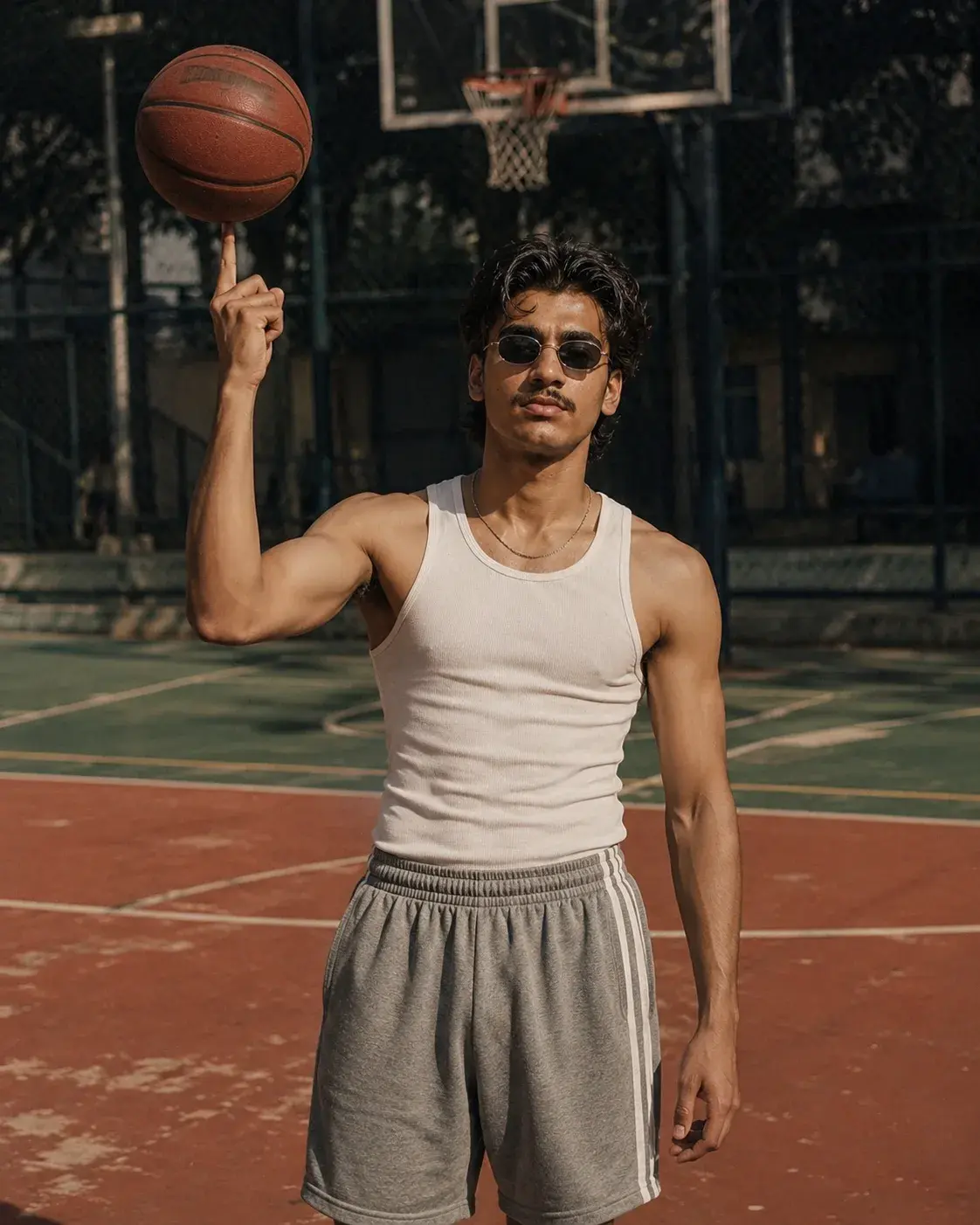 Vintage Basketball Court Portrait