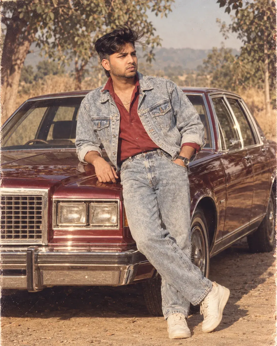 Vintage Denim Car Portrait