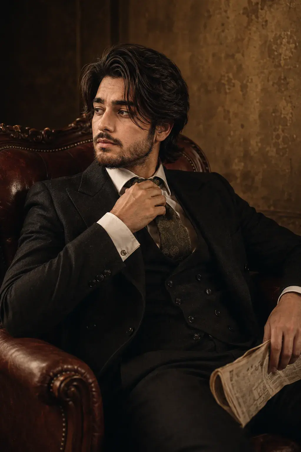 Vintage Gentleman In Leather Chair