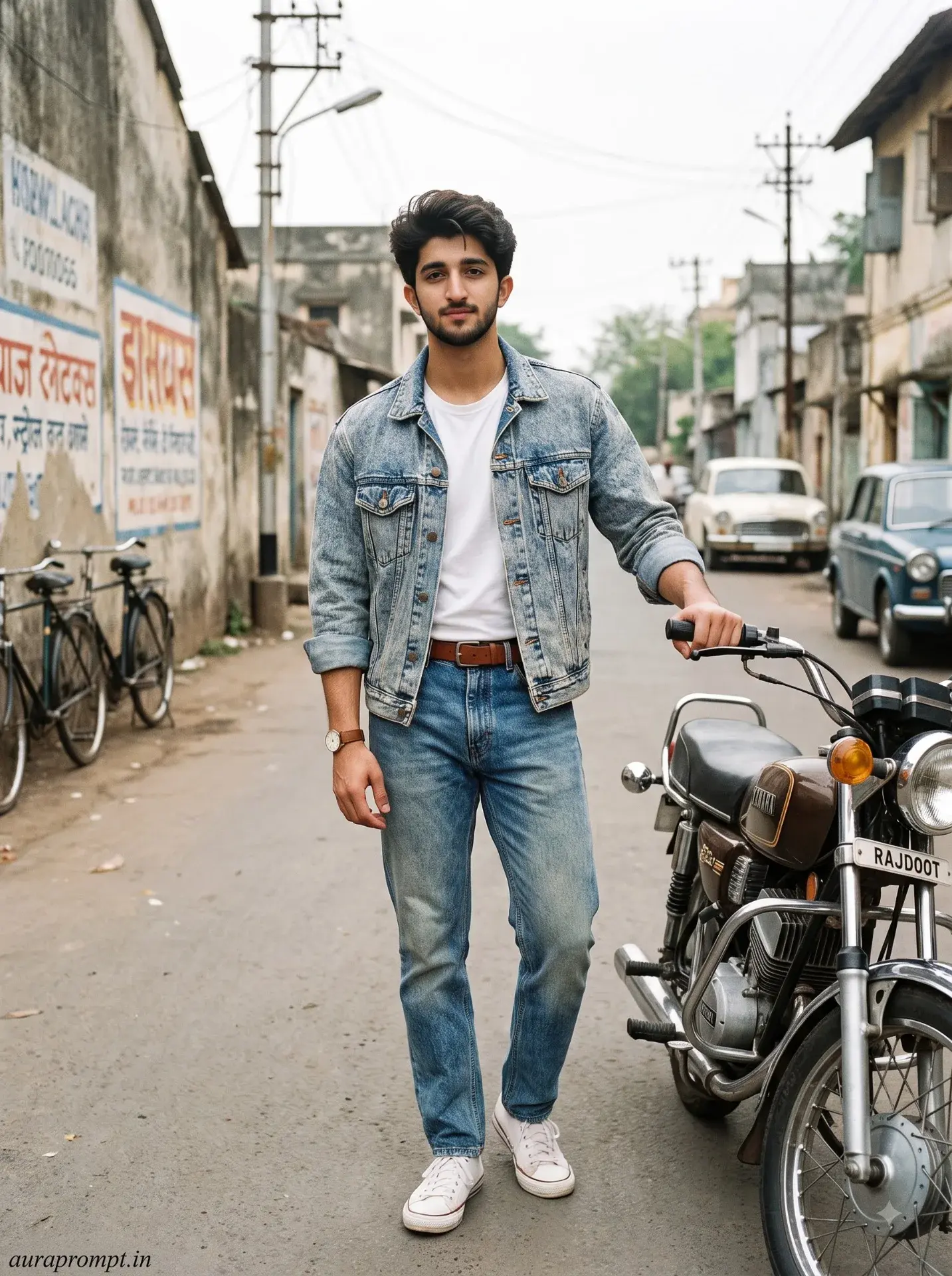 Vintage Motorcycle 1987 Boy Portrait