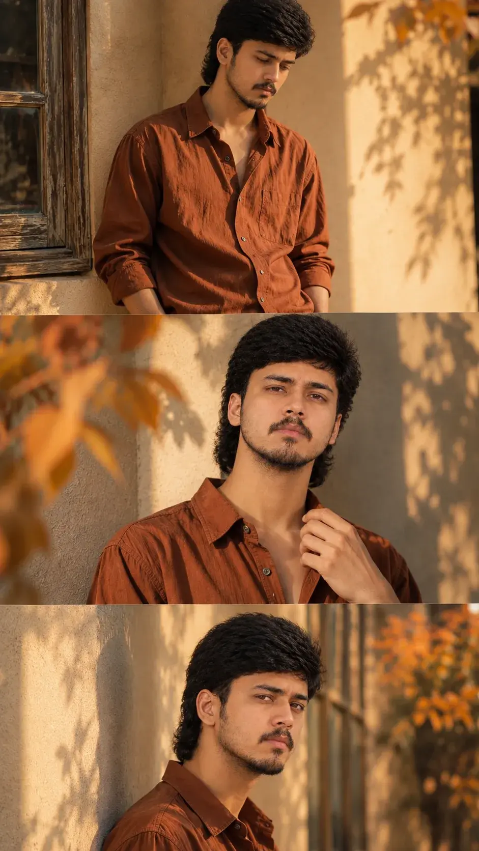 Warm Autumn Outdoor Portrait – 3-Pose Editorial Collage