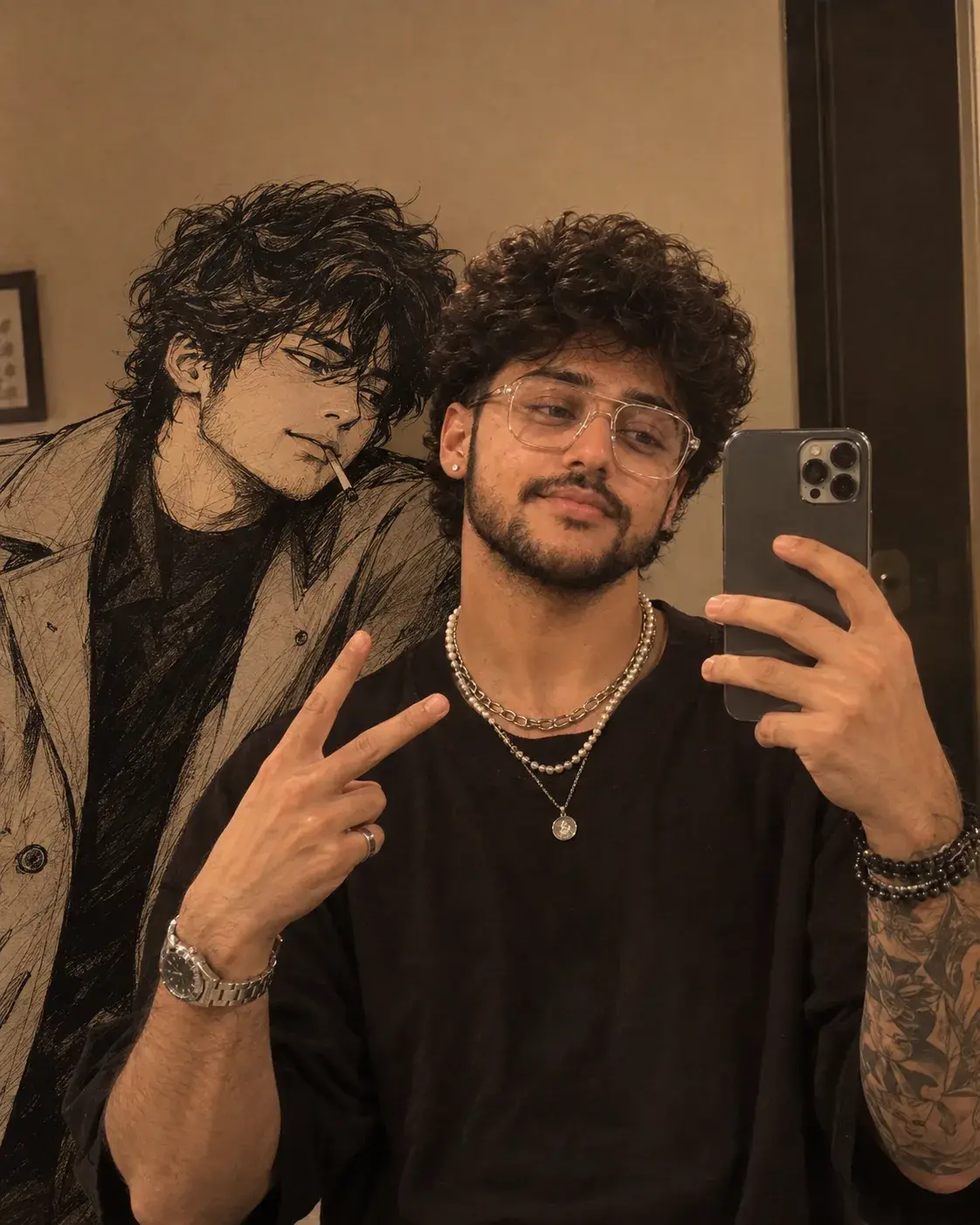 Warm Mirror Selfie With Sketch Companion.