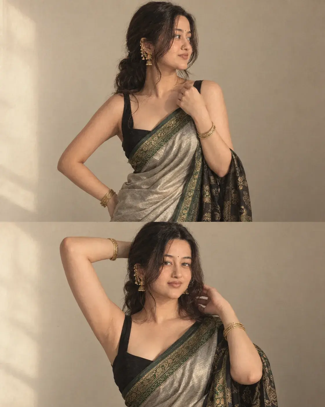 Warm Saree Diptych Portrait