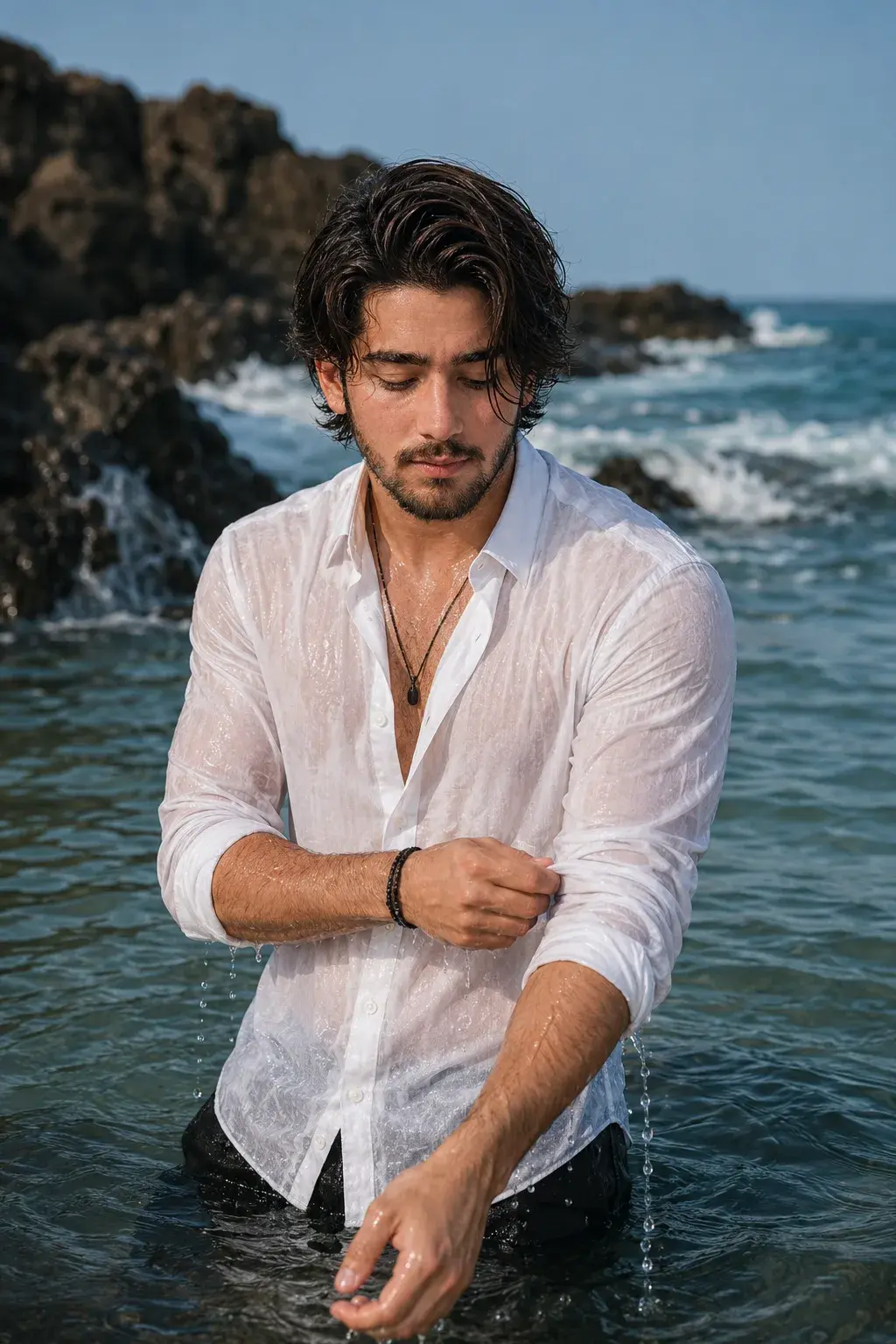 Wet-Shirt Portrait By The Sea