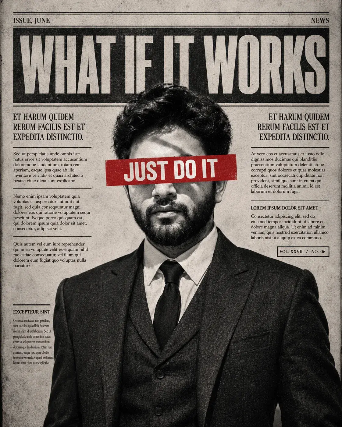 What If It Works: Vintage Newsprint Portrait