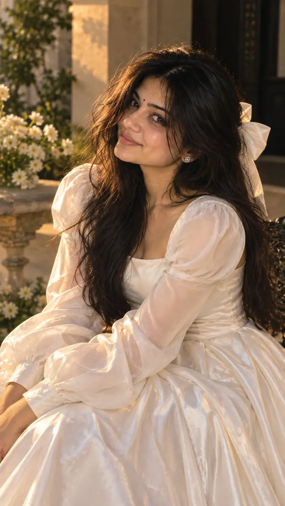 White Dress Beautiful Girls Prompt