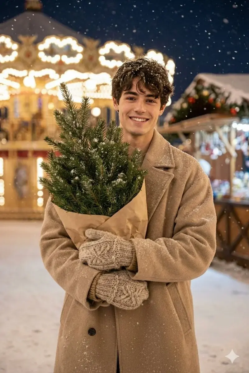 Winter Village Christmas Tree Man