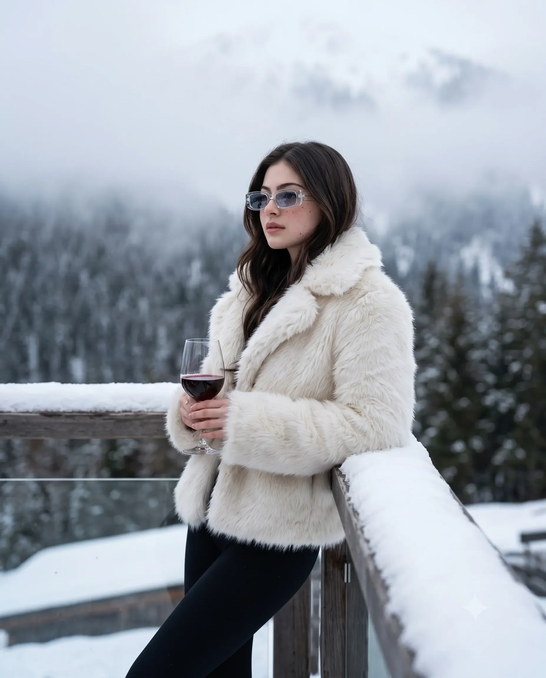 Woman Enjoys Snowy View