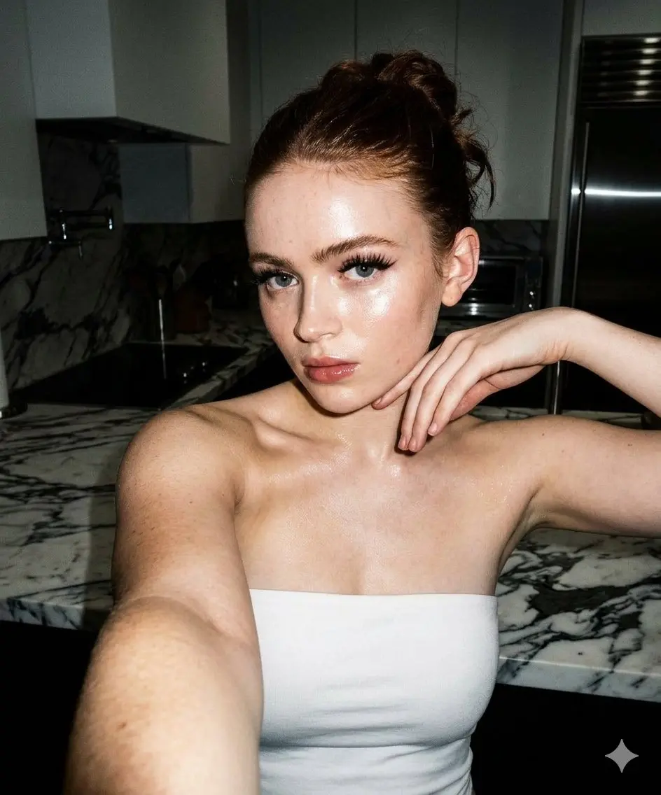 Woman Taking A Selfie In A Modern Kitchen
