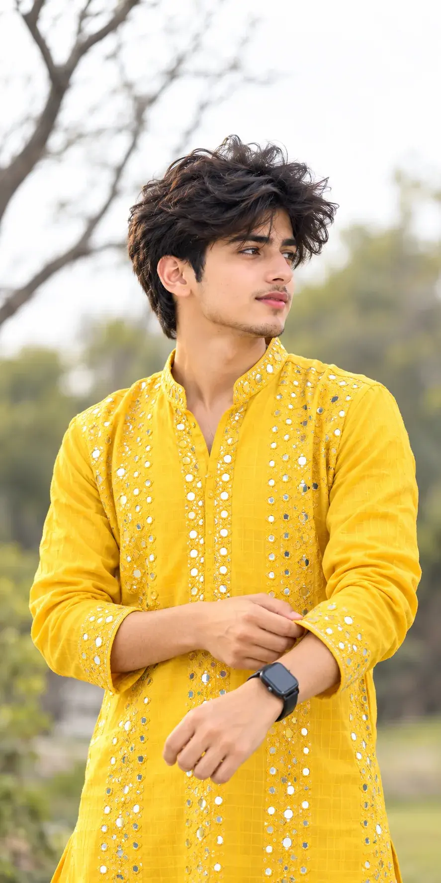 Yellow Kurta Men Aesthetic 💛 | Traditional Indian Boy Portrait Photography