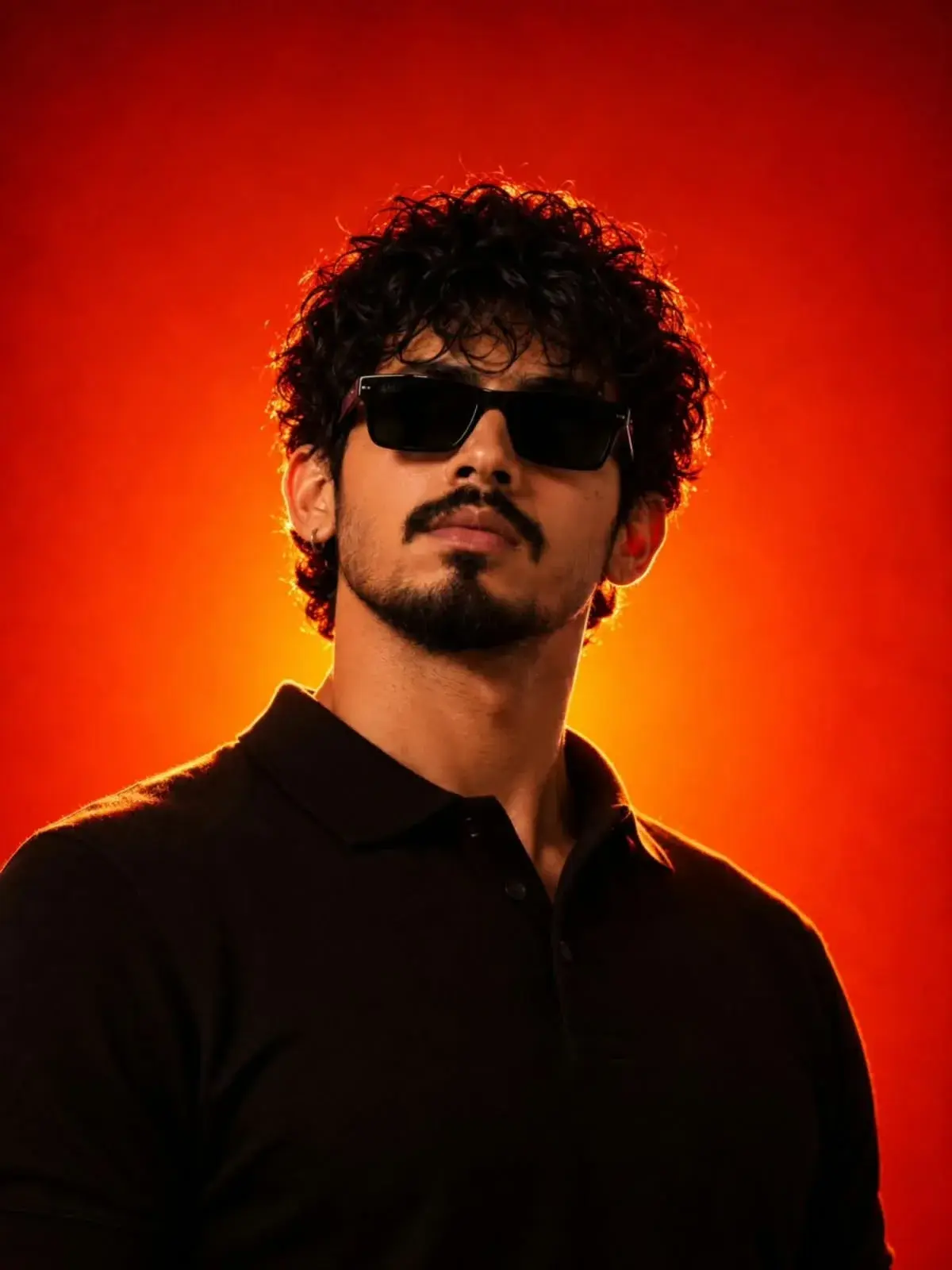 Young Man With Curly Black Hai